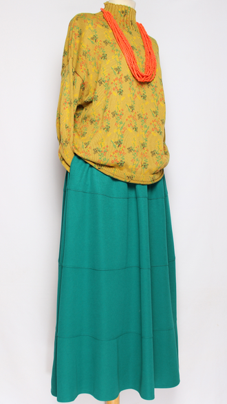 Юбка "ТРИКОТАЖ" морская волна р.48-58