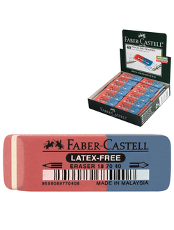 Ластик FABER-CASTELL "Latex-Free", 50x18x8 мм, красно-синий, прямоугольный, скошенные края, 187040
