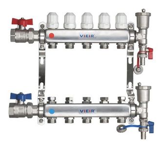 Коллекторная группа без расходомеров 5 выходов в сборе ViEiR, нержавейка