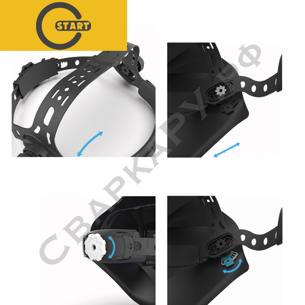 Удобный наголовник с храповым механизмом и 4 регулировками