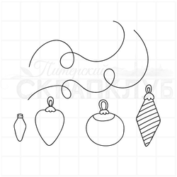 Штамп для скрапа фонарики и игрушки с веревочкой гирлянды