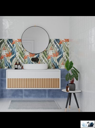 Плитка настенная Gracia Ceramica Folk blue wall 25 х 60 см голубой рельеф