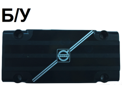 ! Б/У - Technic, Panel Plate 5 x 11 x 1 with Silver VOLVO Logo and Diagonal Stripes Pattern Sticker - Set 42030, Black (64782pb025) - Б/У