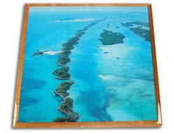 Digital Print of Island Image with Custom Stained Maple Wood Edge