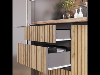 Кухня Шерлок 2,0м (лдсп) (1200, 800) (Графит/Крафт), Столешница кусочками 1200; 800 мм, толщина 38 мм, цвет дуб кера