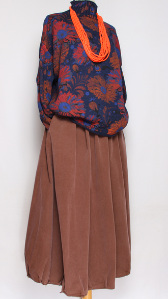 ЮБКА Бохо "Вареный хлопок тюльпан" коричневая до р.52