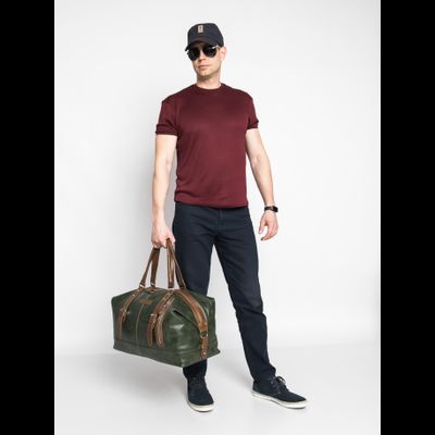 Кожаная дорожная сумка Campora Premium dark green (арт. 
4019-11)