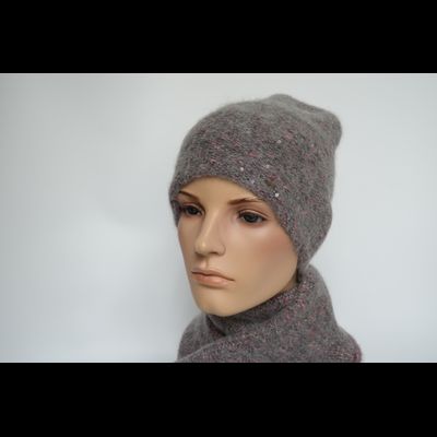 Серая с фуксией меланжевая шапка носок Vizio Италия 8023  (6926) CL