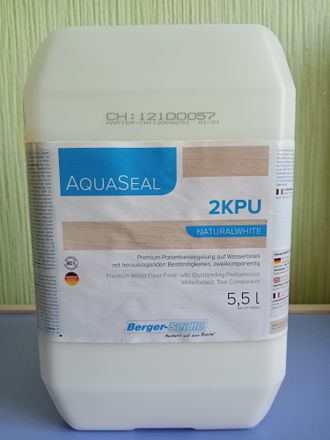 2-х компонентный полиуретановый лак, сохраняющий естественный тон древесины &quot;Berger Aqua-Seal 2KPU NaturalWhite&quot; 5,5л
