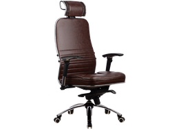 Кресло Samurai KL-3 + регулируемый подголовник 3-D Тёмно-коричневый