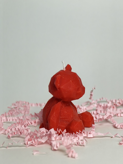 Свеча "Мишка геометрия" Алый