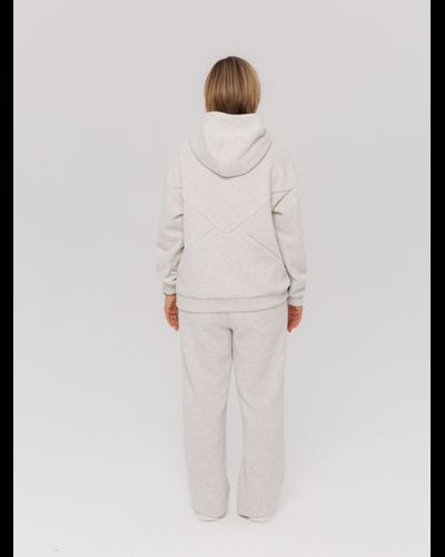 Худи  с кантом хлопковый велюр (серый меланж)