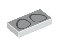 Tile 1 x 2 with Groove with Dark Bluish Gray Ovoid Eyes Pattern Super Mario Polterpup, White (3069bpb1033 / 6382125)