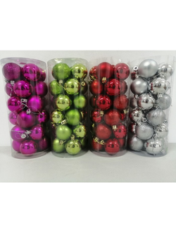Елочные игрушки "Ассорти" Шары в тубе  # WL5024 10уп(1уп-24шт).