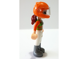 Friends Mia - White Trousers, Lime and Orange Racing Jacket, Orange Racing Helmet with Dark Red Ponytail, n/a (frnd273)