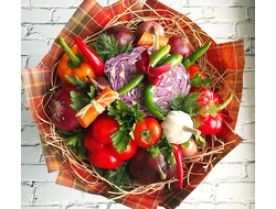 Букет из овощей «Борщ» (в красную клетку)