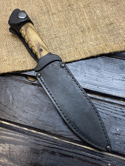 Подарочный нож 6Х9С сталь AUS10, рукоять комбинированная G10 и стабилизированное дерево коричневое