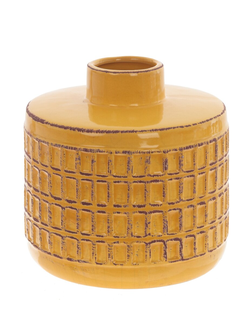 Ваза желтая с рельефным узором L15 W15 H15,5 см