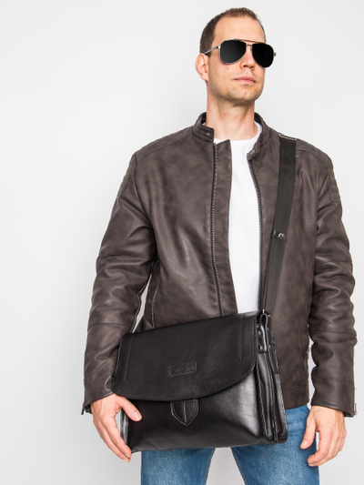 Кожаная сумка через плечо Albano black (арт. 5006-01)