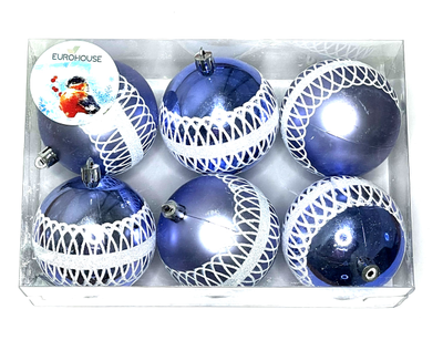 Набор ёлочных шаров 8см, 6 шт, пластик