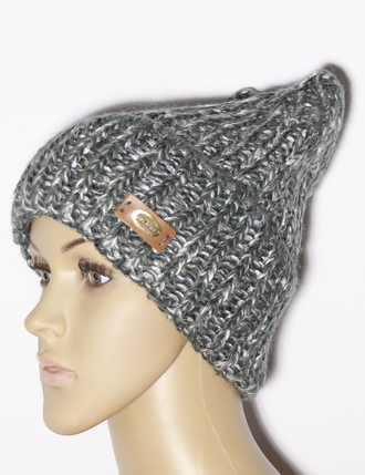 Шапка женская "Колпак с манжетой кантри" 11468  брусника, серая, роза