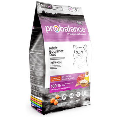 Корм Probalance Gourmet для привередливых кошек говядина, ягнёнок 0,4 кг