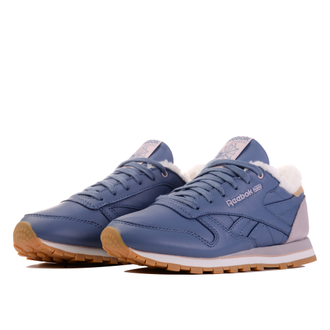 Кроссовки Reebok Classic синие низкие женские с мехом