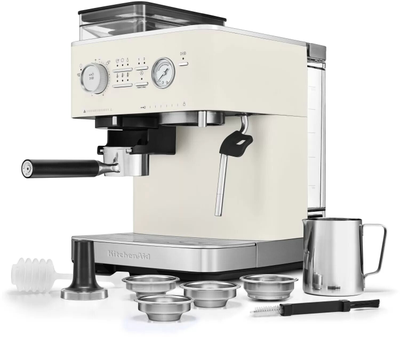 Полуавтоматическая эспрессо машина с кофемолкой KitchenAid, фарфорово-белый, 5KES6551EPL