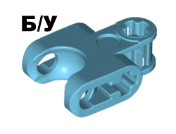 ! Б/У - Technic, Axle Connector 2 x 3 with Ball Joint Socket - Closed Sides, Straight Forks with Open Axle Holes, Medium Azure (93571 / 4653134 / 6060782) - Б/У