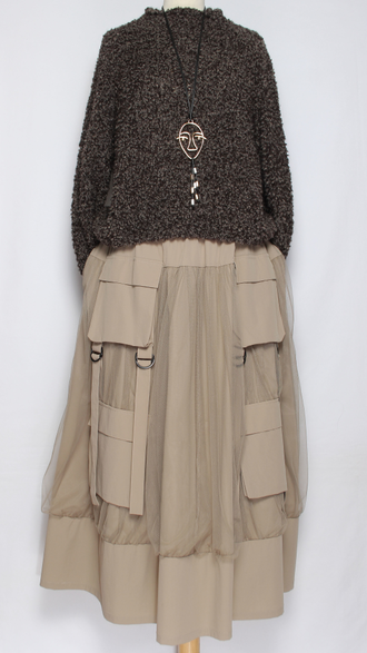 ДЖЕМПЕР КОРОТКИЙ "КИМОНО БУКЛЕ" широкий рукав 3\4  меланж графит, кофе  до р.50