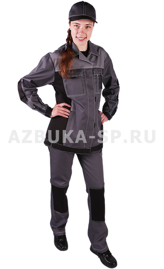 Костюм "ГОРОД" женский, куртка + п/к, тк. TC TWILL, пл. 240гр/м2, т.серый/серый/чёрный