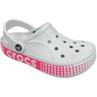 CROCS BAYABAND CLOG LOGO MOTION PINK СВЕТЛО-СЕРЫЕ