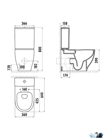 Унитаз-биде Creavit Mare MA361-00CB00E-0000, в комплекте с бачком MA410.000, напольный приставной