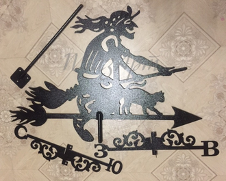 флюгер на крышу бабка-ежка