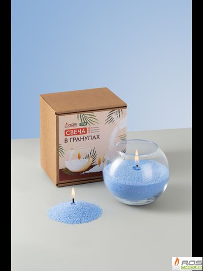 Насыпная свеча "Шар" 12*10 см, цвет "Голубой"