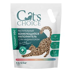 Cat's choice (Кэтс чойс) Растительный комкующийся наполнитель тофу без аромата с pH-индикатором, 6л/2,5 кг