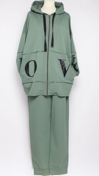 КОСТЮМ ЖАКЕТ НА МОЛНИИ И БРЮКИ "LOVE" морская волна р.50,54