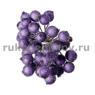 декор "Ягоды в инее", 12х140 мм, цвет-фиолетовый, 10 шт/уп