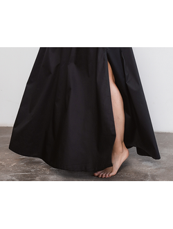 Юбка из итальянского хлопка с разрезами  (черный)