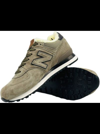New Balance 574 Olive With Fur с мехом