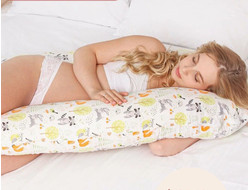 Подушка для тела во весь рост 170  см с шариками внутри и наволочка хлопок Зверушки