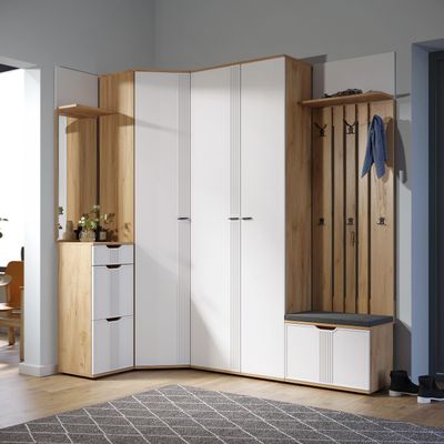 Композиция Прихожей ЭМИЛИЯ Дуб Крафт золотой/Меренга