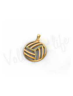 Кулон с позолотой "Волейбольный мяч с фианитами"