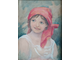 "Девочка в красном платке" бумага на картоне акварель, белила Кузьменко В.С. 1950-е годы