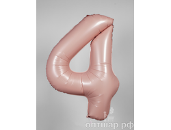 Фольгированная цифра 4, 100 см пудровый розовый В НАЛИЧИИ