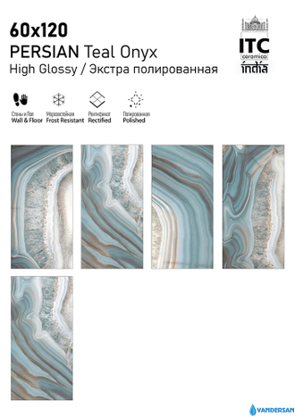 ITC Ceramica Persian Teal High Glossy 60x120 лица