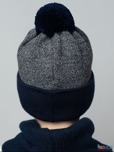 Шапка  22101-02, цвет темно-синий,черный меланж р. 56