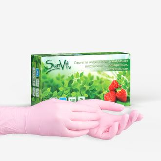Перчатки нитриловые  розовые ВСЕ РАЗМЕРЫ (50 пар) SanViv