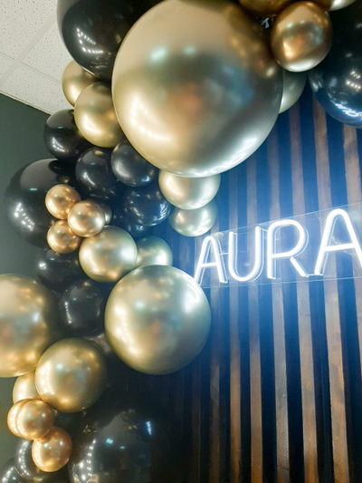 Гирлянда разнокалиберная "Черный и золото хром", 1 метр