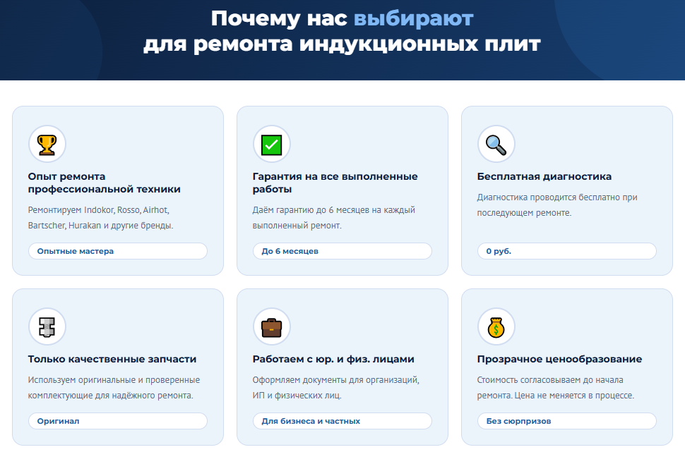 Почему выбирают нас для ремонта индукционных плит &mdash; КэшСервис СПб